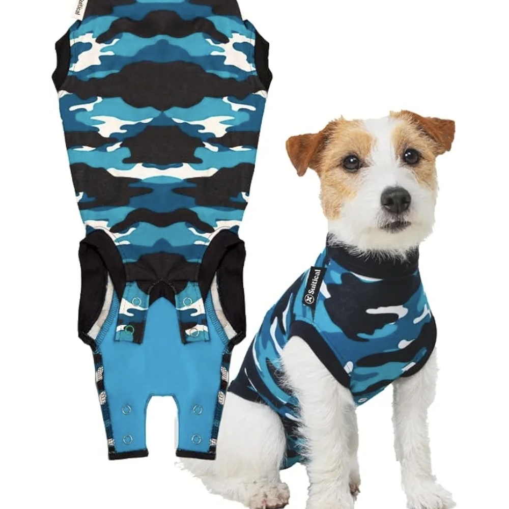 Suitical Recovery Suit for Dogs - Spay and Neutering - Small - Blue Camo